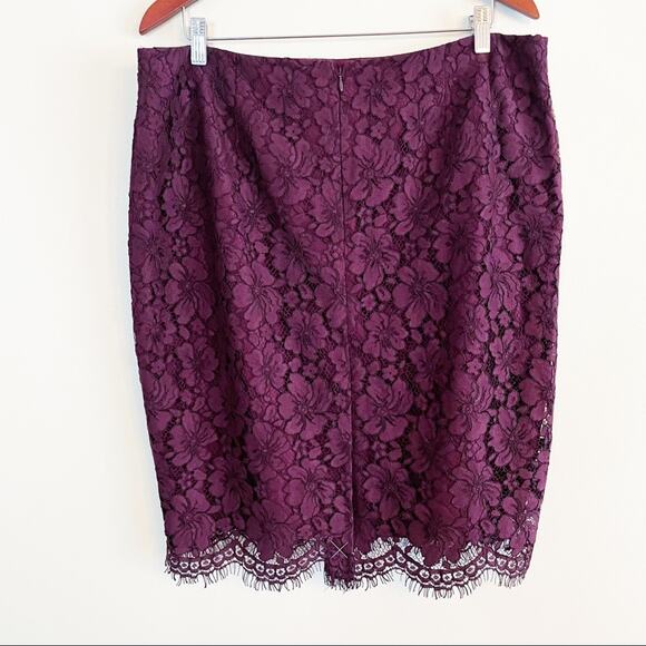 NEW Ann Taylor Factory Floral Lace Overlay Pencil Skirt Merlot 14 - Picture 8 of 14